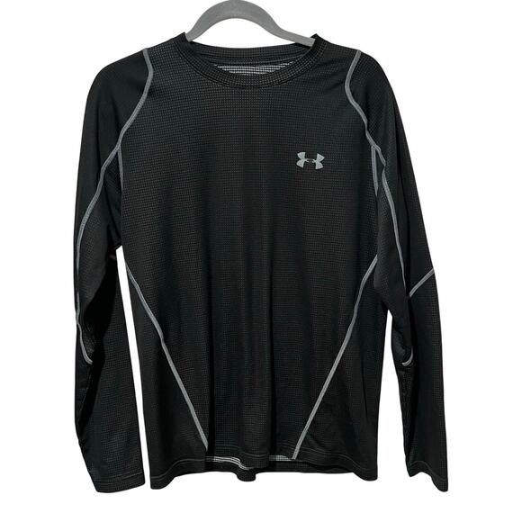 Under Armour Shirt Mens Large ColdGear Loose Long Sleeve Running Training Black - Picture 1 of 12